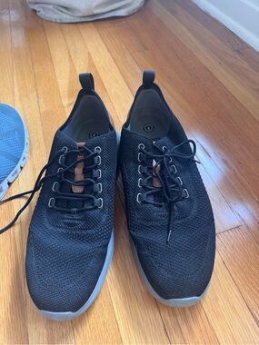 Men's Black brown leather memory foam shoe